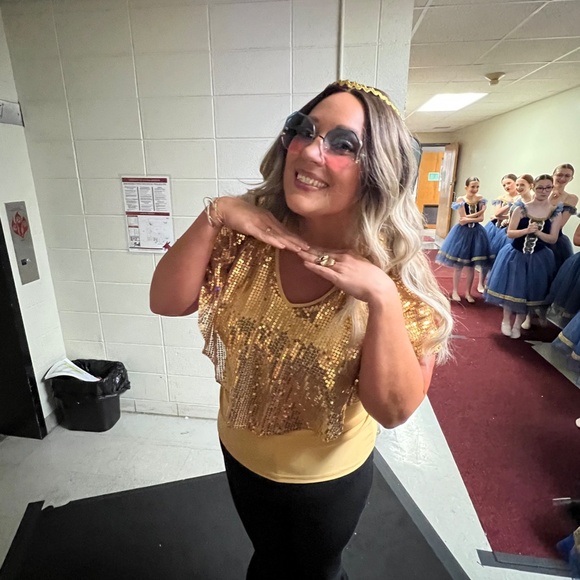 Gold Sequin Cold Shoulder Cocktail Top XL - Picture 5 of 5